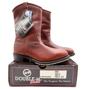 Double-H Wellington Boots Mens 10.5 D Brown Leather Work Boots NWT